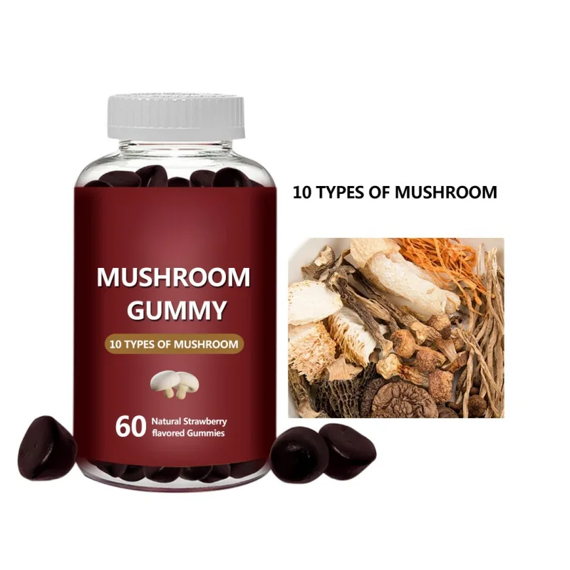 Sugar-Free Mushroom Complex Gummies - Potent 10x Mushroom Supplement with Lions Mane, Chaga, Reishi, Nootropic Focus Gummies