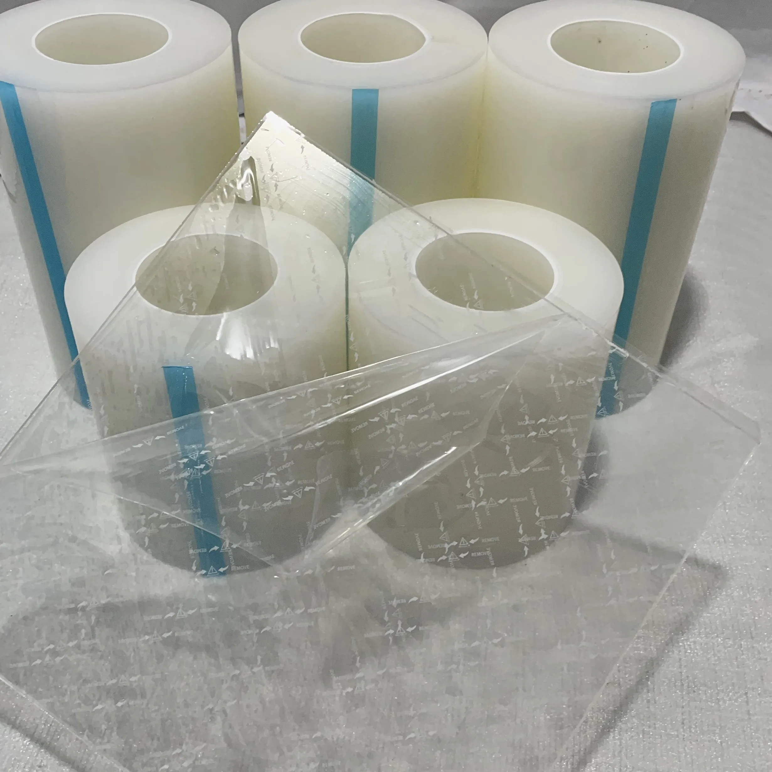 Impact protection self adhesive film for plexiglass surface pe printed transparent protective film for window glass