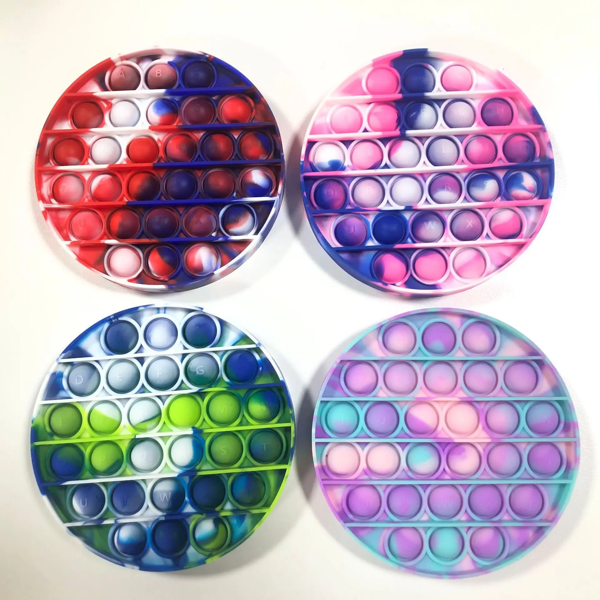 Parent-child Educational Custom Rainbow Silicone Bubble Push Pops Relief Anti Stress Toy Kids Sensory Fidget Toys Set