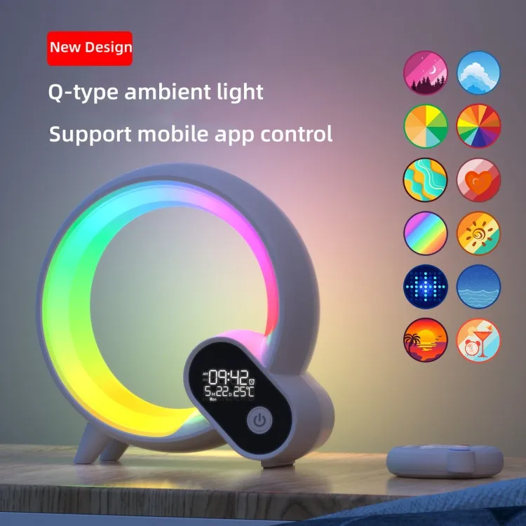 Zhihui  Intelligent Led Table Lamp Dimmable Multifunction Rgb Night Light Speaker With Clock