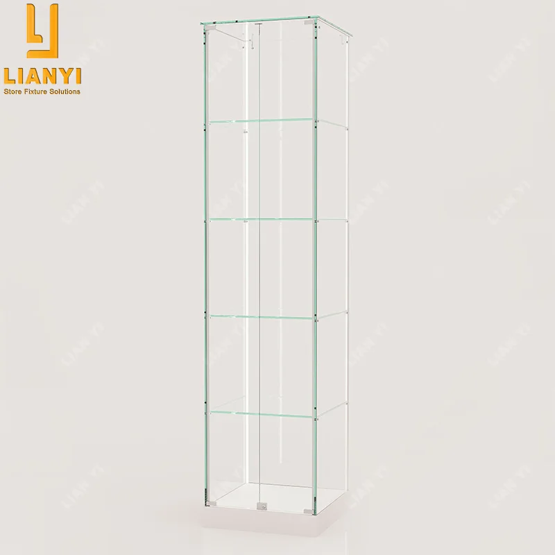 Ультра-прозрачные витринные шкафы из закаленного стекла витрина узкая с полным видением