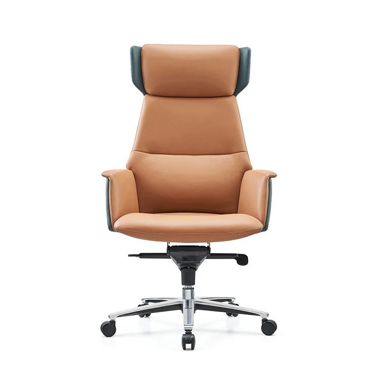 Functional Swivel Executive Leather Office Chair High Back Brown Luxury Office Chair office desk and chair set