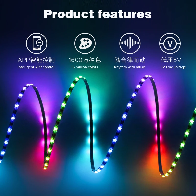 2.7MM atmosphere decorative WS2812B SMD LED strip magic color running horse water flow full color addressable LED light tape