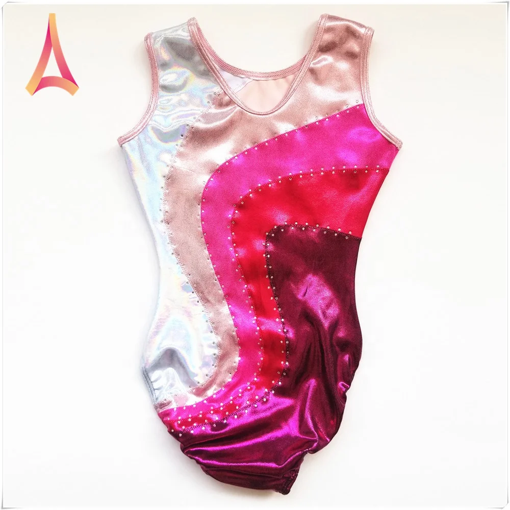 Оптовая продажа, блестящий Профессиональный Цельный купальник из лайкры для маленькой девочки для художественной гимнастики