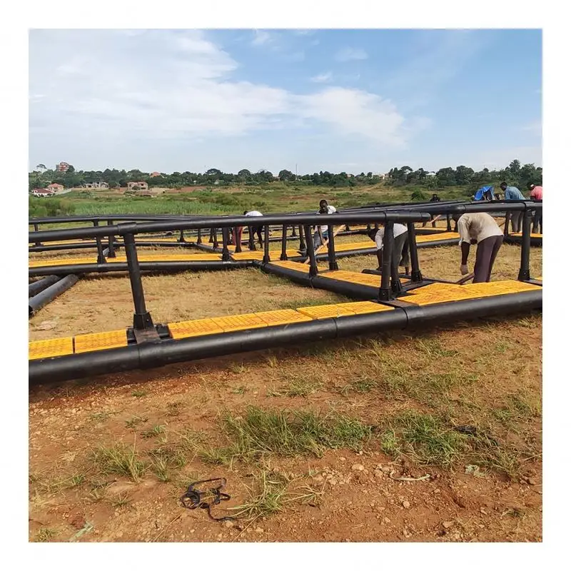 Square fish trap in HDPE pontoon fishery in Lake Victoria, Kenya