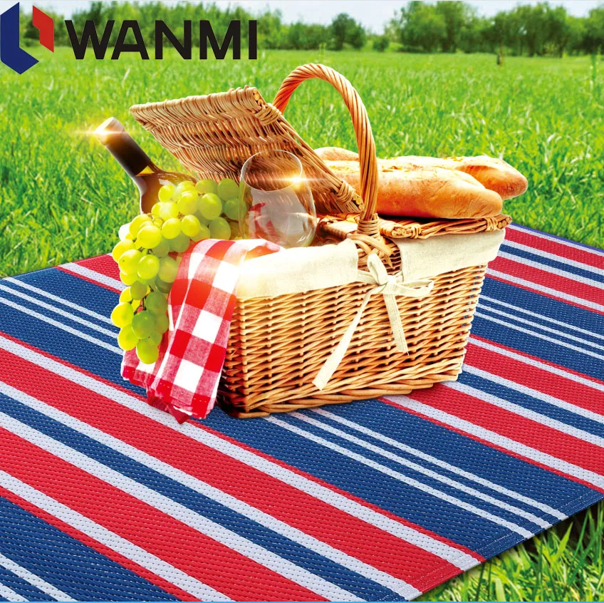 Leading Mats Manufacture WANMI Wholesale Customized PP Woven Plastic Indoor Outdoor RV Beach Picnic Mat