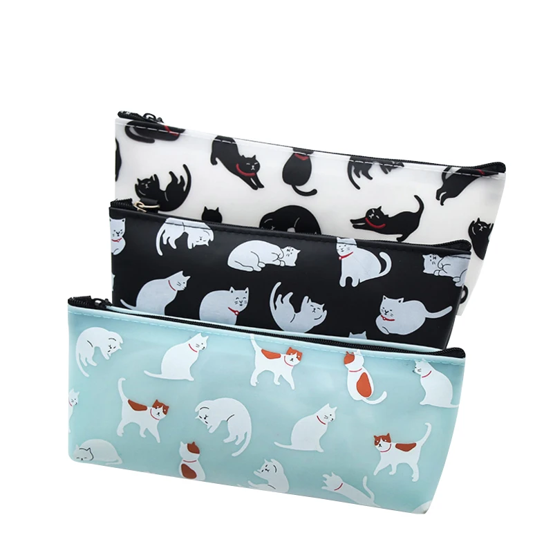 Cartoon Cat Pattern Waterproof Pencil case Multifunction Pen Bag for School and Office Stationery Storage Wholesale