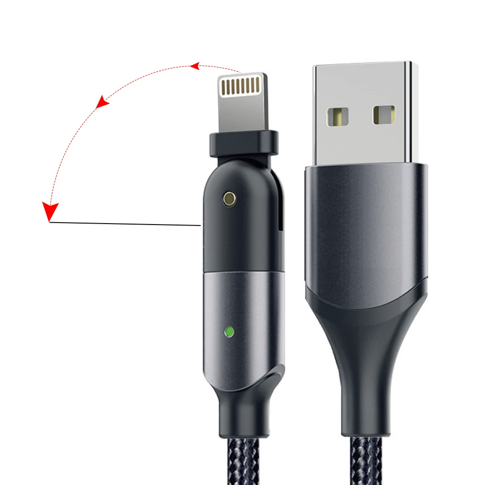 
 Лидер продаж на Amazon, зарядный USB-кабель type-c с нейлоновой оплеткой, вращающийся на 180 градусов, кабель для быстрой зарядки мобильных телефонов  
