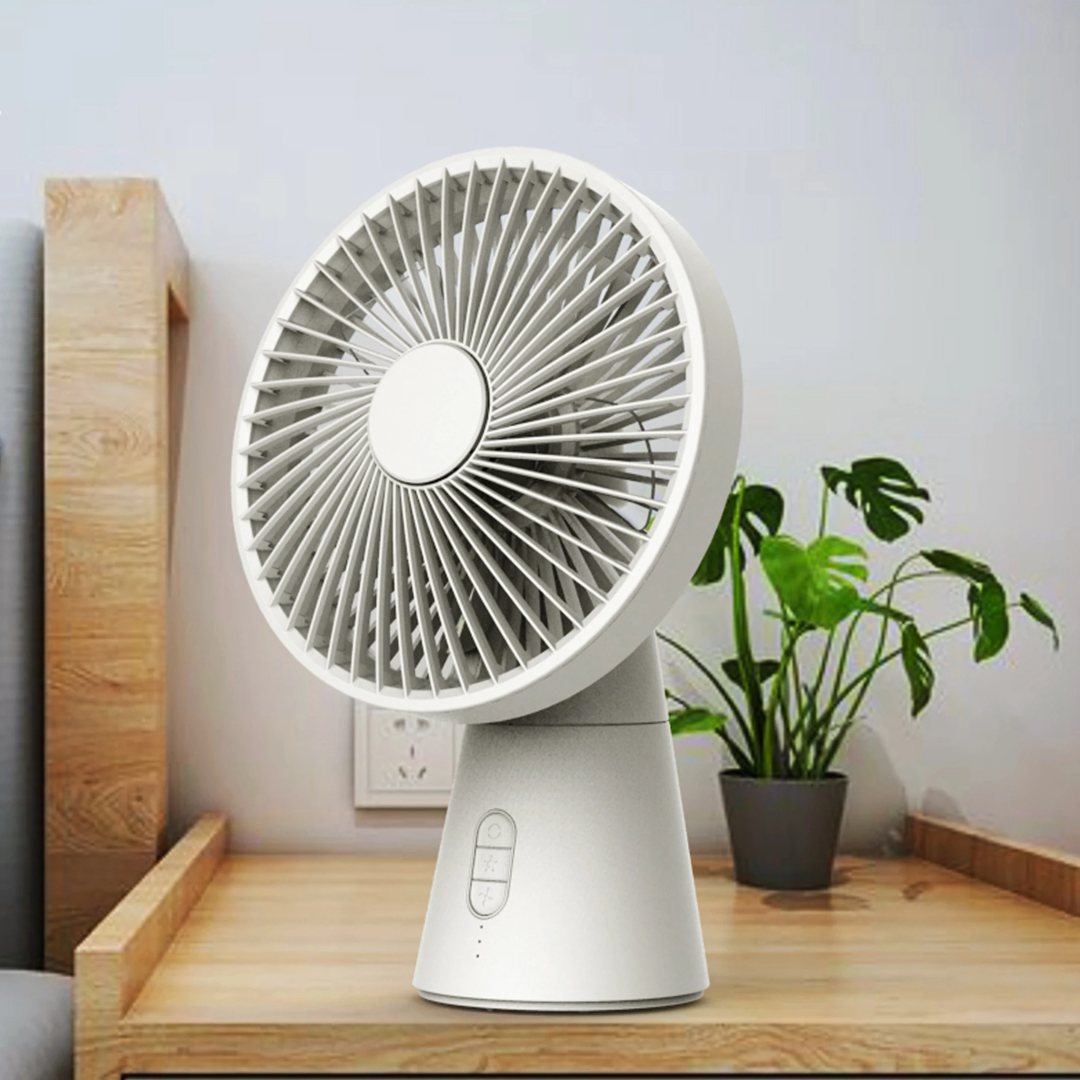 
Large Battery Capacity Mini USB Desk Fan, 3 Speed Personal Oscillating Small Desktop Table Quiet USB Rechargeable Fan 
