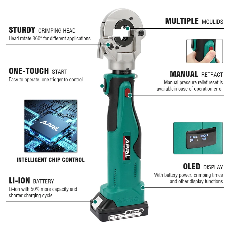 PA-1632 Electric Battery Powered Hydraulic Crimping Tool For Pex, Aluminum Plastic Pipe Tube
