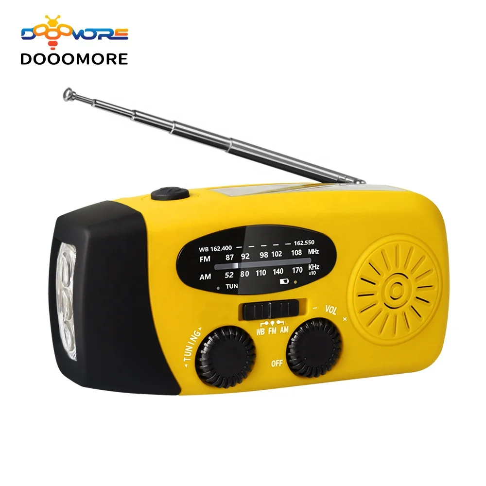 Dooomore emergency solar hand crank portable radio mini pocket usb am fm hand crank flashlight portable radio