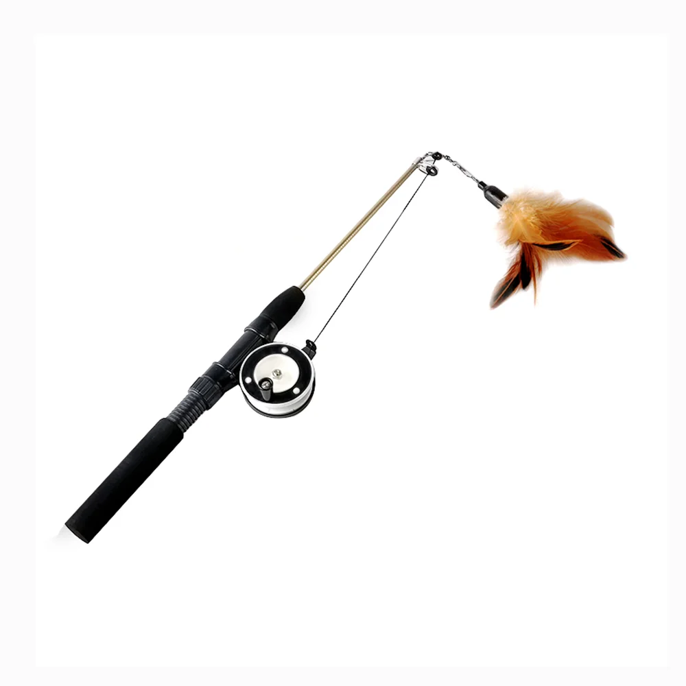 
New three section telescopic fishing rod modeling cat indoor interactive toy cat stick 
