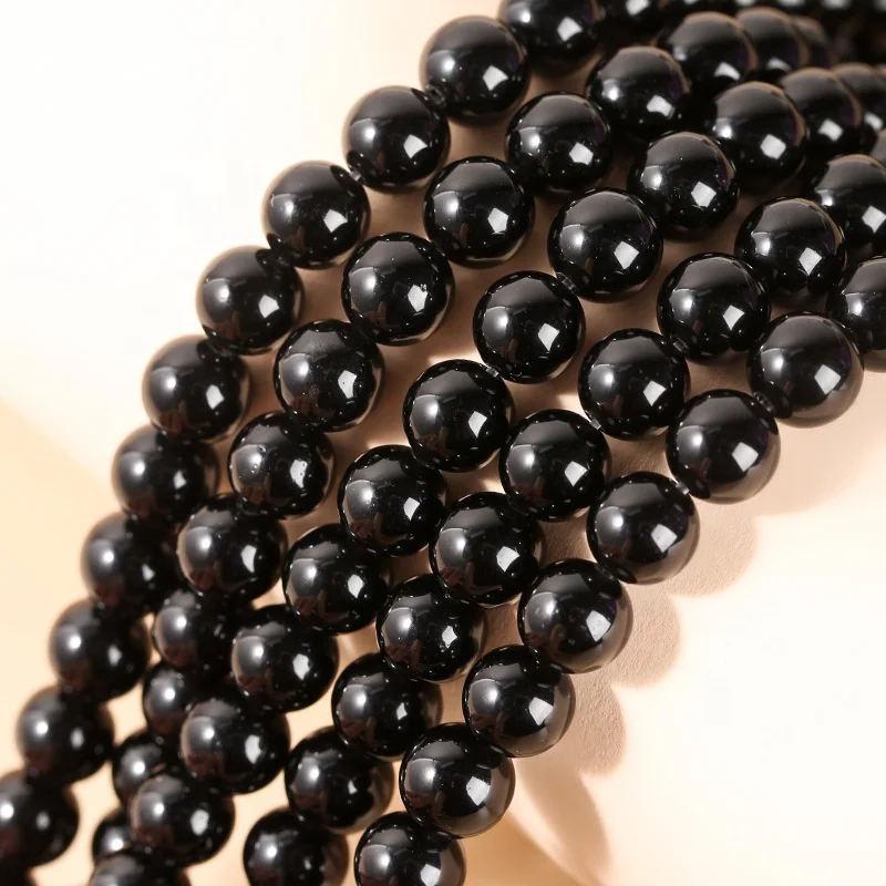 wholesale natural black onyx stone beads by strand for DIY handmade bead jewelry making