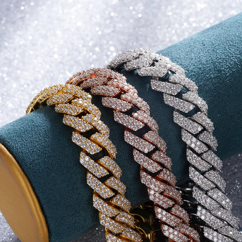 Starsgem gold Plated Moissanite 925 Sterling silver Cuban Link Necklace