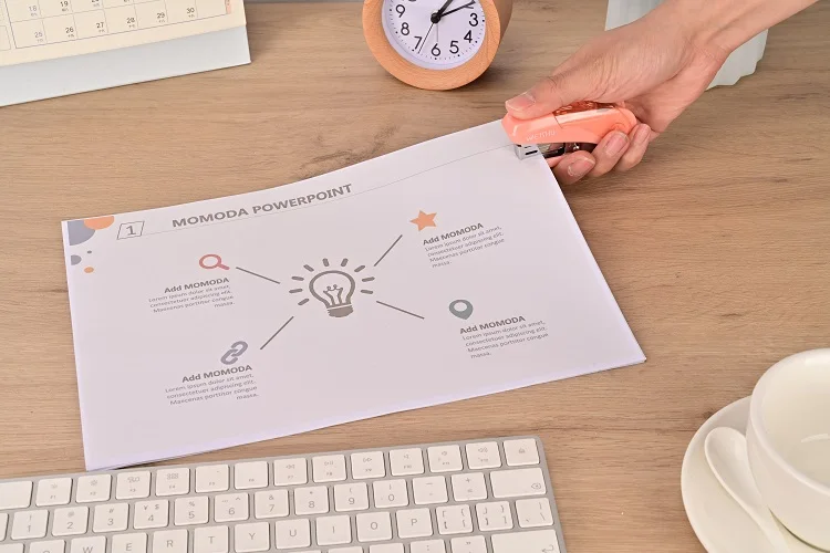 School Supplies Power Saving Office Stapler Cute Colorful Plastic Mini Stapler with Staple Storage Case