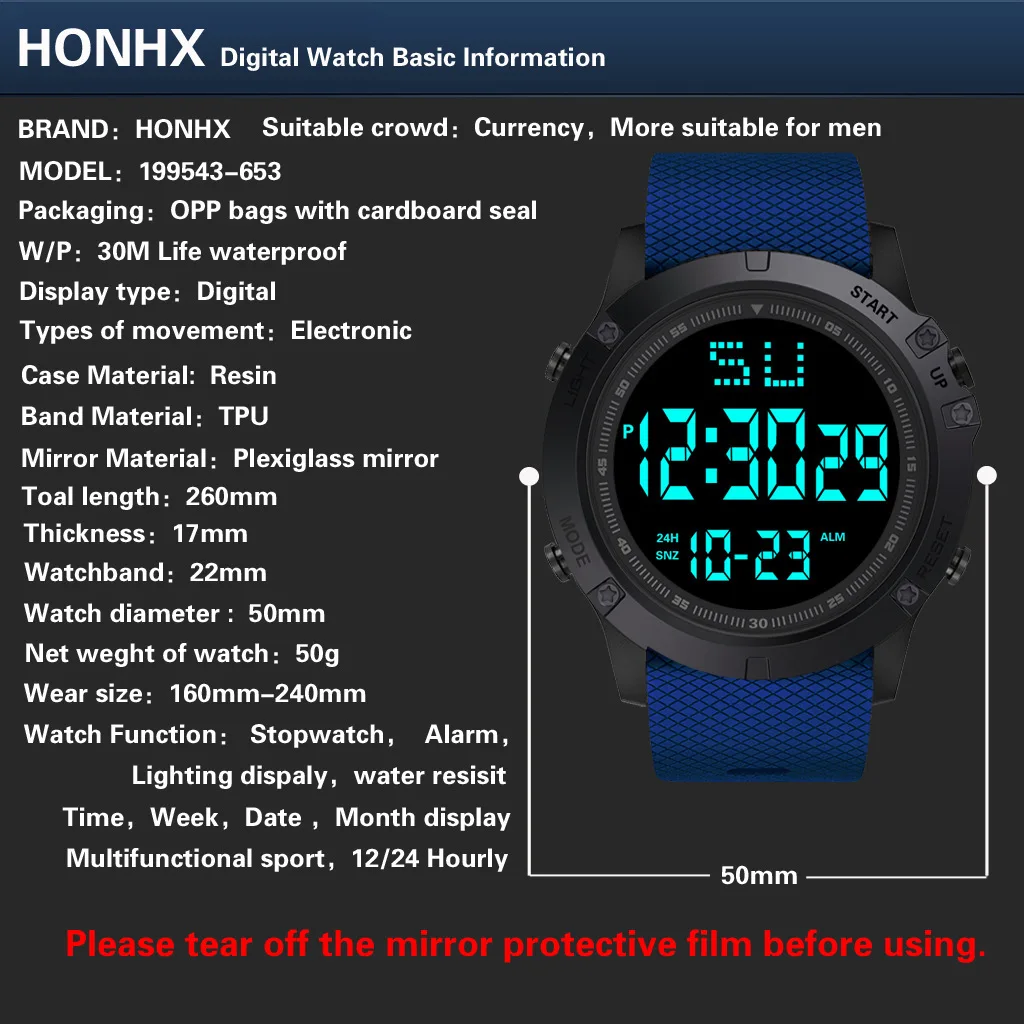 601Men Digital Watches Silicone Band Waterproof Women Wristwatch