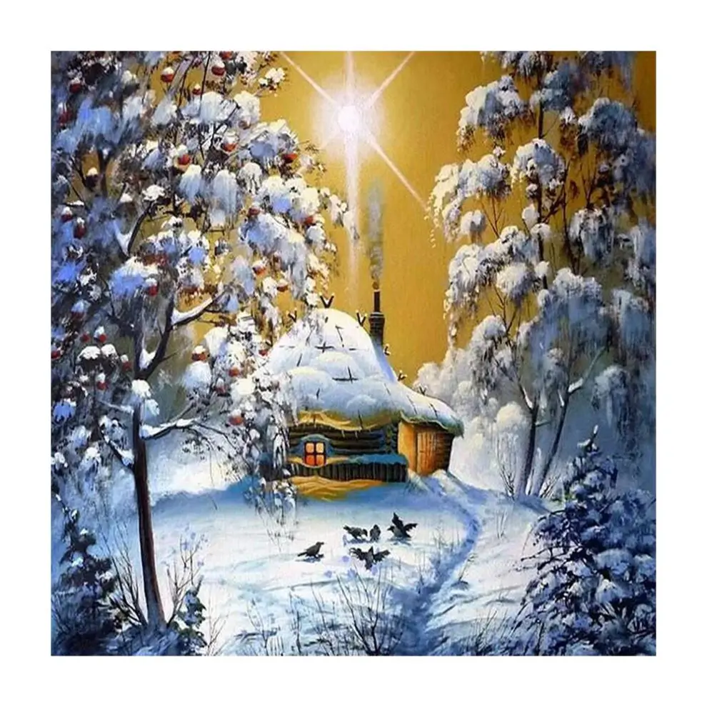 Оптовая Продажа с фабрики алмазная живопись 5D «Diy» «Diy By Symbol» «Winter House деревья животные украшение