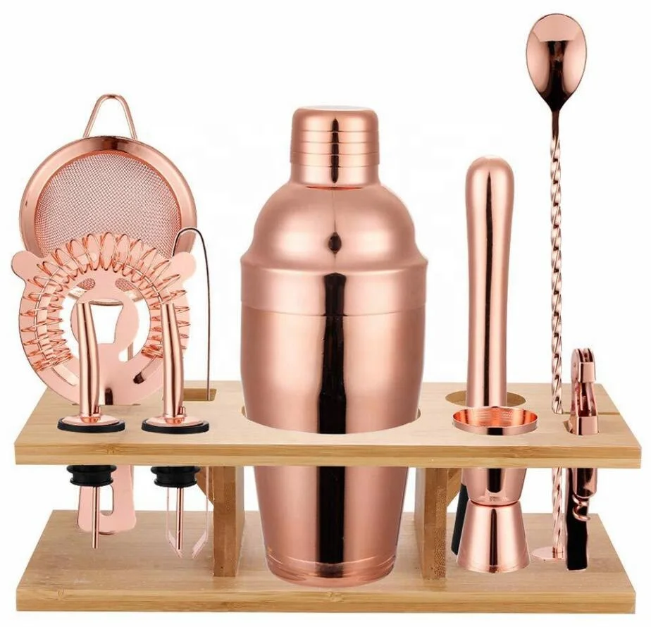 
11 pieces Stainless steel Cocktail Shaker mixer set Cocktail Kit Mixology set Bartender tool kit Bar Tool Barware Tool set 