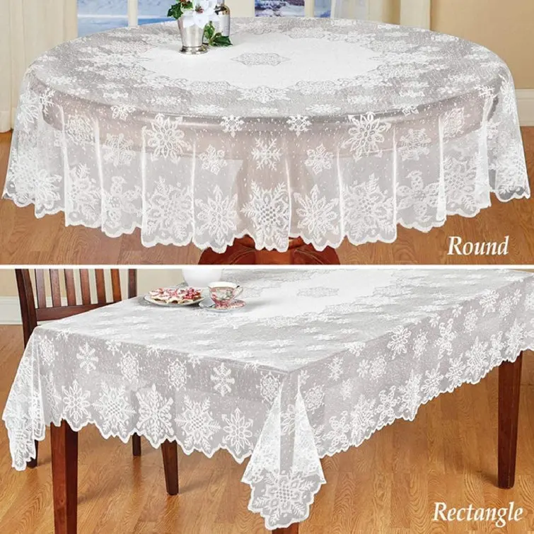 Decoration Dining Party White Lace Embroidery Round Wedding Tablecloths Table Cloth