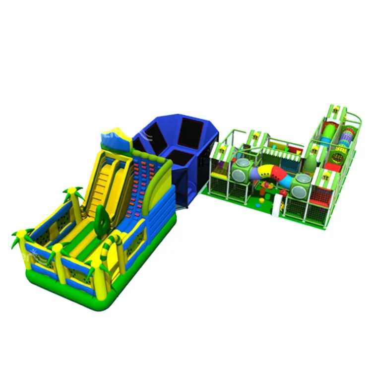 New Design Drawings Children Amusement Park Equipment with Jumping Trampoline, Inflatable Toys and Indoor Maze Playground