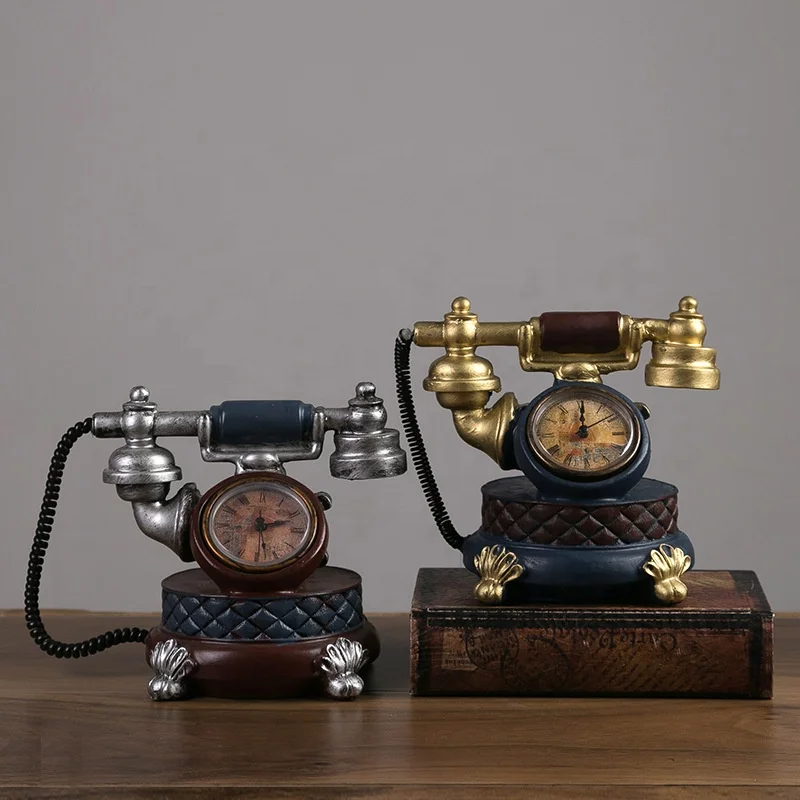 
Retro Telephone Model Clock Decoration Creative Study Cafe Restaurant Clock Decorations 