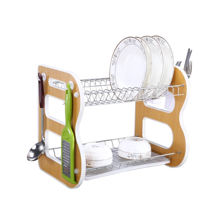 
Metal Pipe Double Layer Drainer Drying Dish Rack Kitchen Storage Supplies Detachable Kitchen Plate Rack 