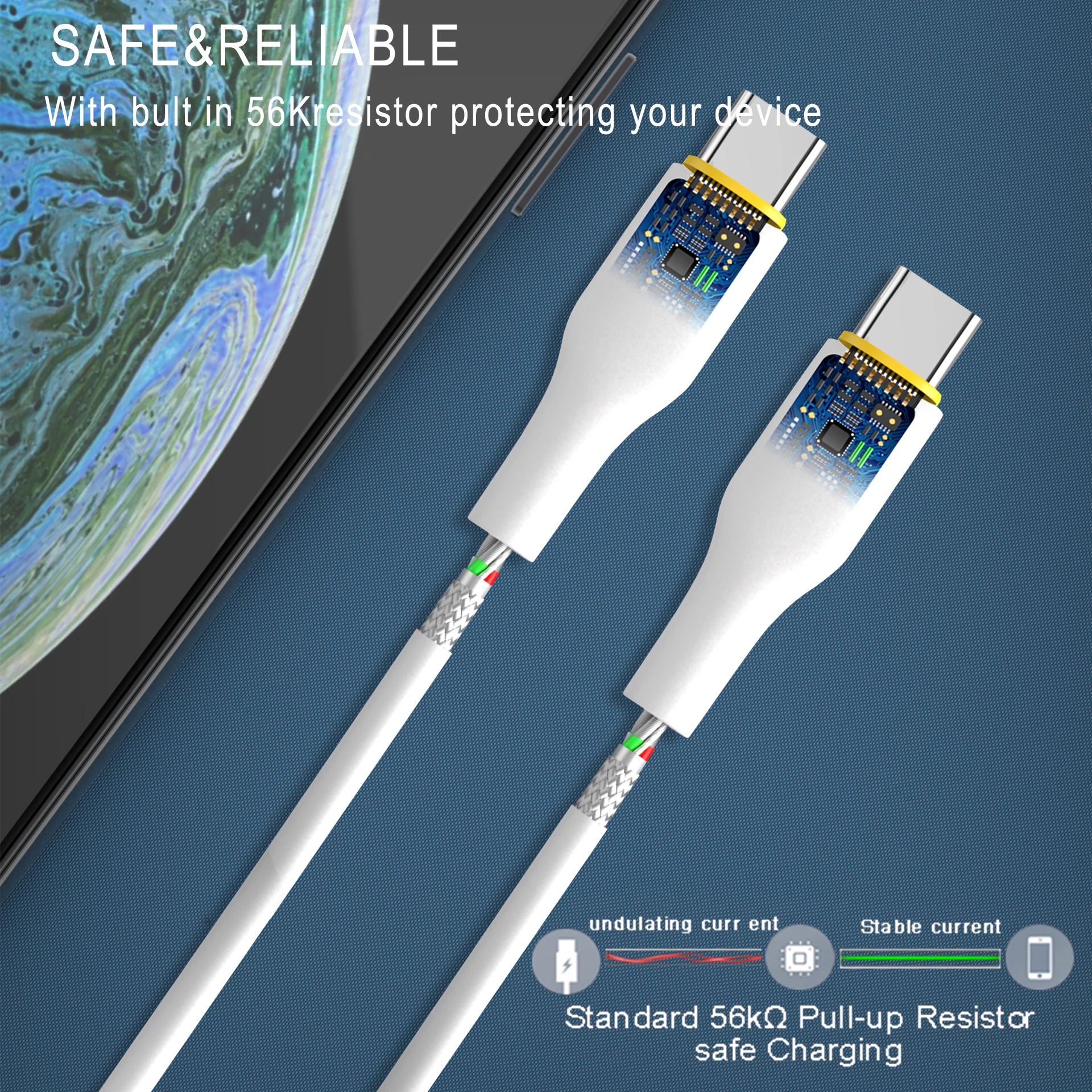 Wholesale PD20W type c to type c cable for iphone power cable 18w phone charging cable