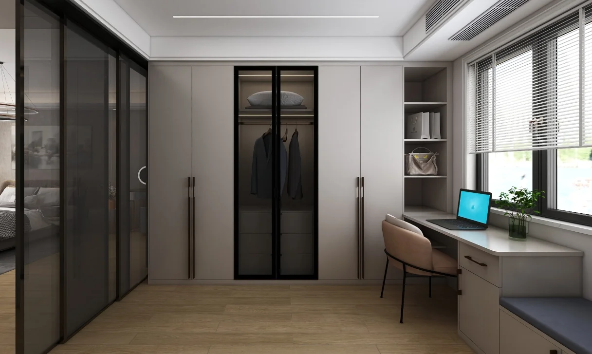 Grey Mini wardrobe bedroom furniture open wardrobe modern 6 door wooden wardrobe