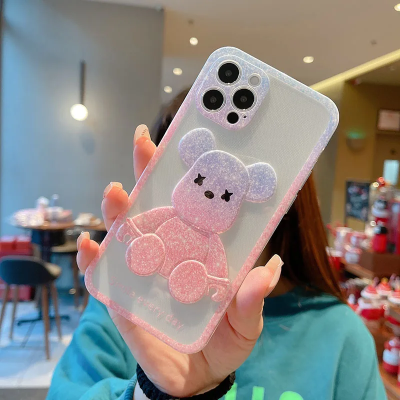 Яркий противоударный 3D чехол с медведем для iphone 13 12 pro max X Xs Xr Max мягкий телефона из