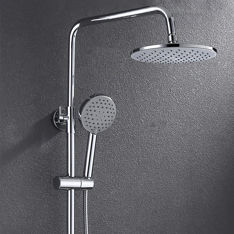 Luxury New Chrome Color Solid Brass Shower Set with 59mm Big Rainfall and Soft Shower Head 3 Functions Stainless Steel Pipe