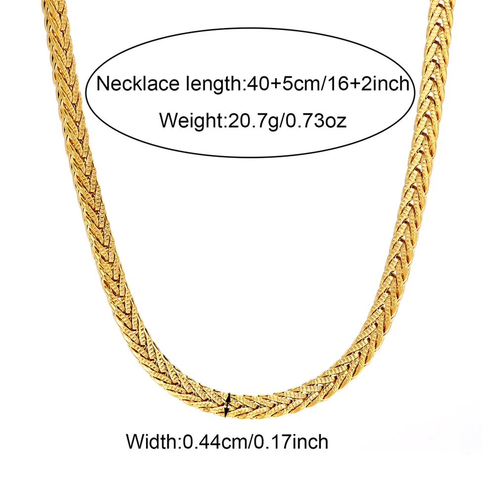 Wholesale Sweat Resistant Full Gold Plating Finish Stainless Steel Wheat Chain Personality Classic Clavicle Necklace For Women