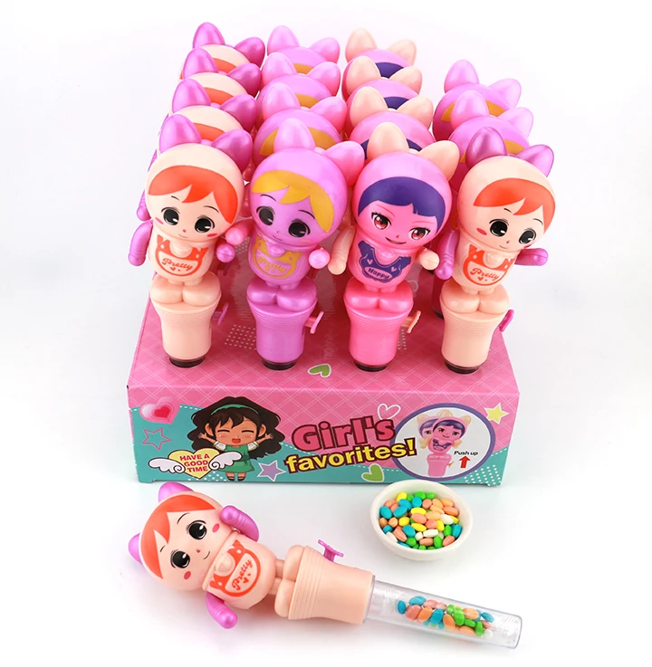 Shaking dance girl toys with tablet pressed candy dancing toy candy