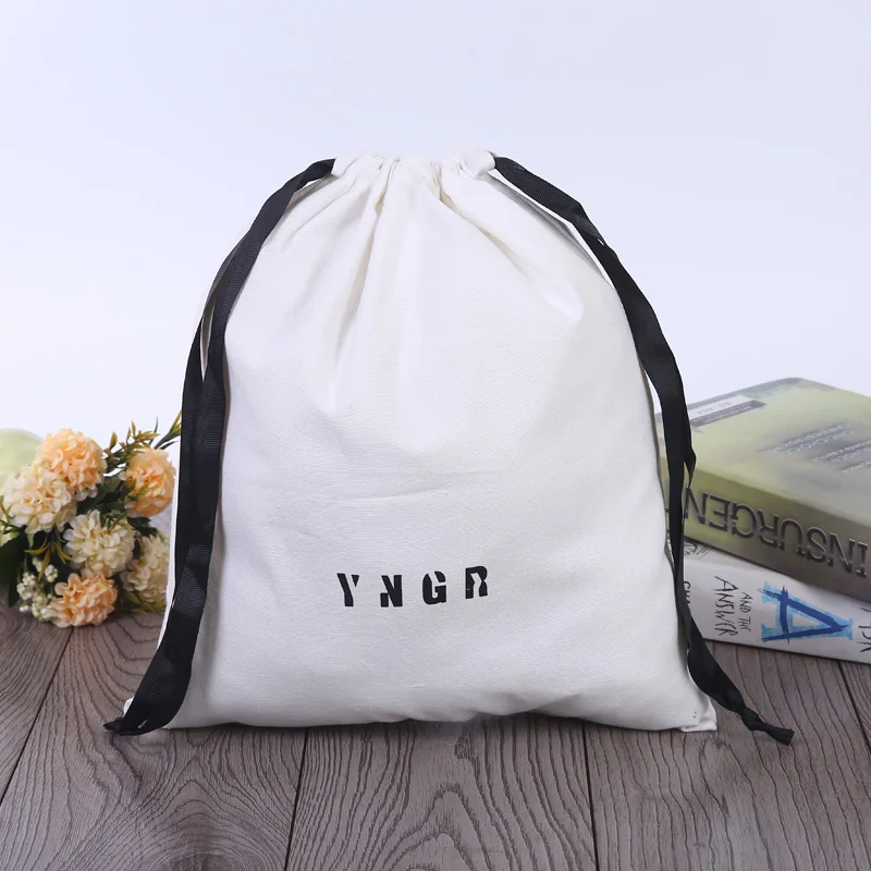 Простой белый Хлопковый пылесборник для сумки на шнурке