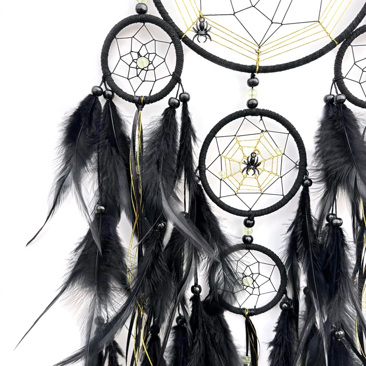 Halloween Black Dream Catcher Kids Wall Hanging Dreamcatcher for Home Decor Bedroom Room Wall Decor Art Ornament Craft
