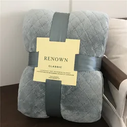 Plum blossom lattice embroidery logo air conditioning blanket office nap sofa cover blanket flannel blanket