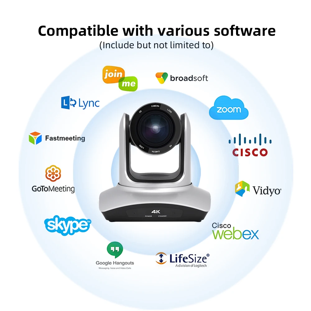 AI Tracking PTZ Camera 10X Optical Zoom USB3.0 with Gesture Recognition Video Conference Broadcast Camera for Church Events