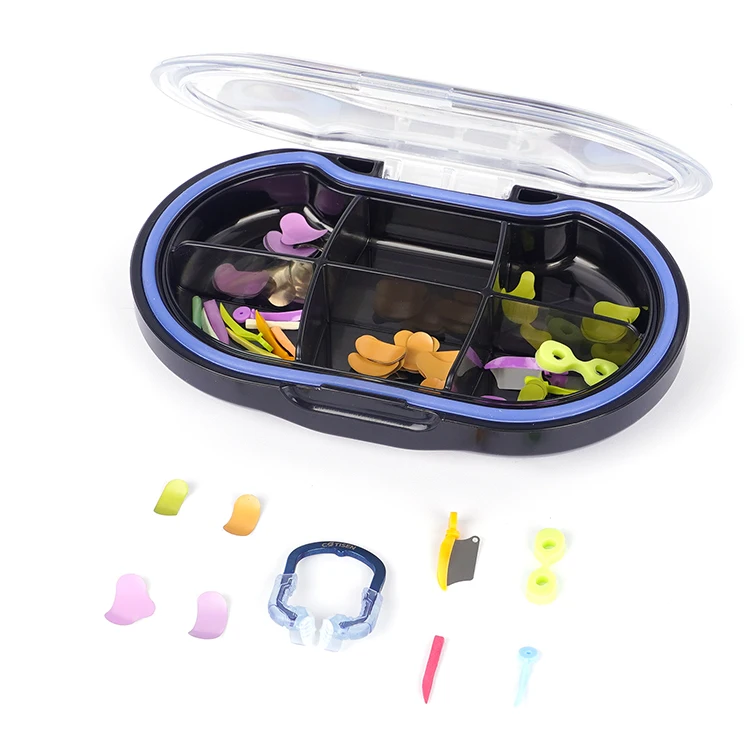 Dental sectional contoured matrix system kit with clamping rings matrix bands wedges