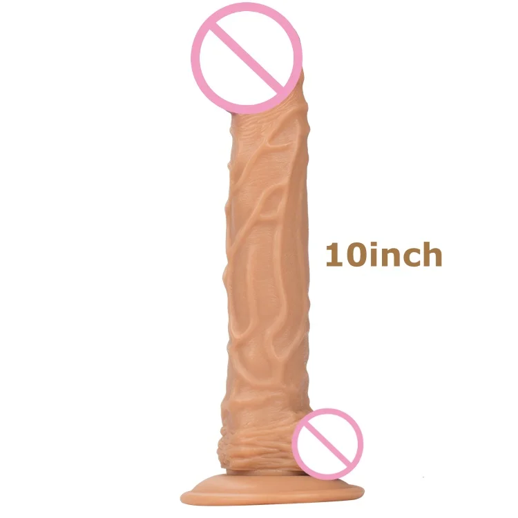 10 Inches Black Flesh Brown Real Feel Rubber Plastic PVC Strapless Adult Sex Toys Dildo Penis for Woman