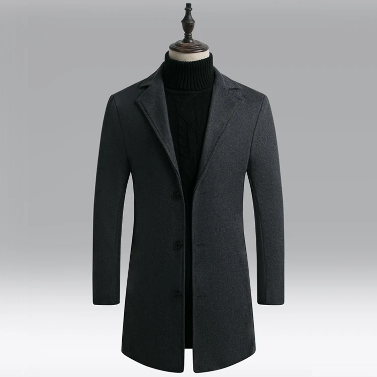 Европейское и американское длинное шерстяное пальто для мужчин, плотный зимний мужской тренчкот, облегающее пальто