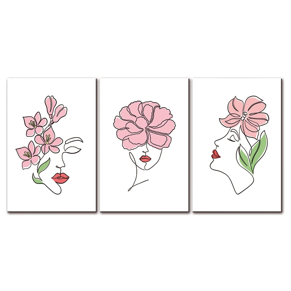 Custom Design Modern home decor wall art poster Nordic Minimalist Line Art Women Abstract Canvas prints oil painting