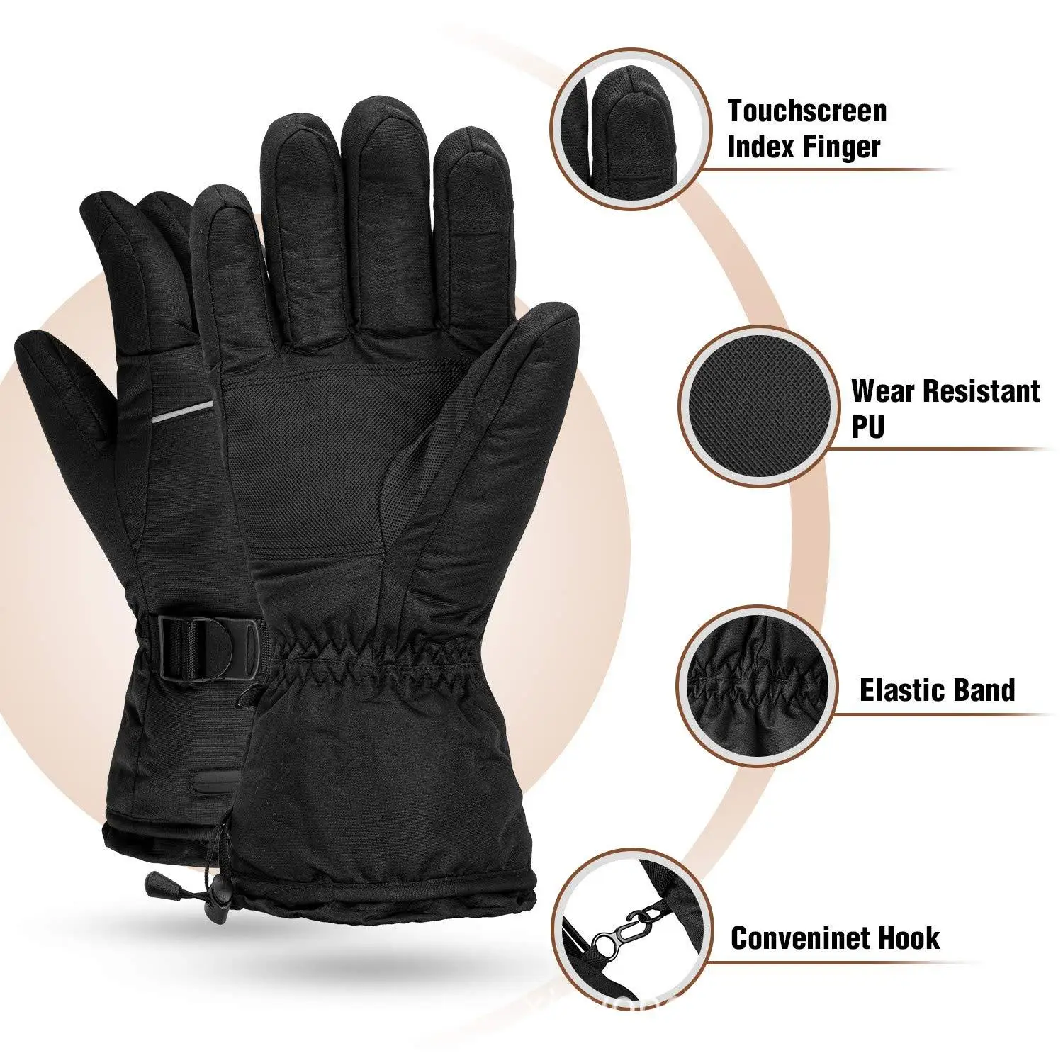 2021 heated gloves leather motorcycling skiing outdoor electric heat gloves ski winter men and women heat ski gloves