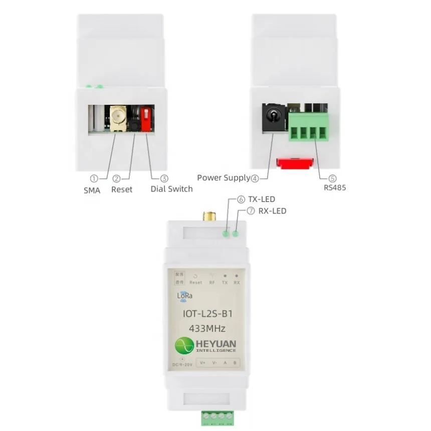 Heyuan Factory Direct Sale 433Mhz Multi-Hop Wireless Point To Point Lora Transceiver And Receiver Data Transmission Module