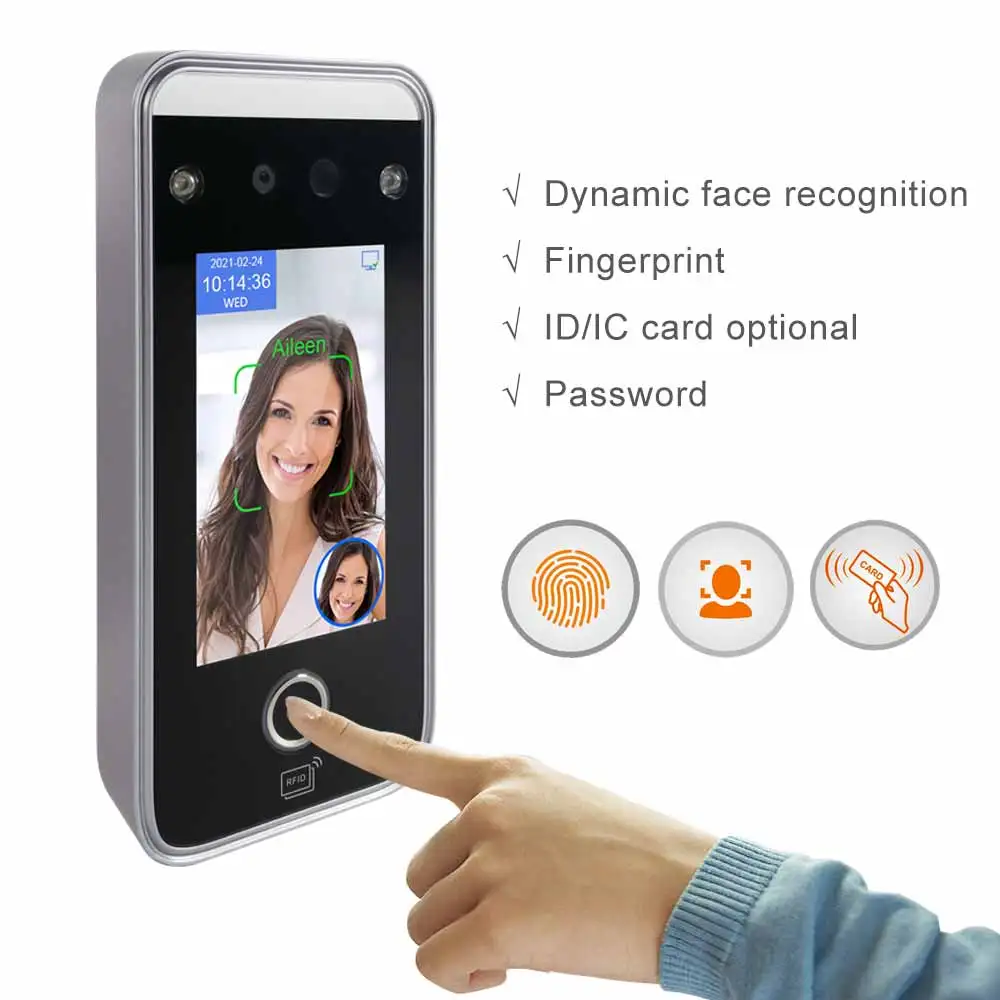 AI Face Recognition Camera QR Code Reader Biometric Face ID Access Control Time Recording Fingerprint Time Clock