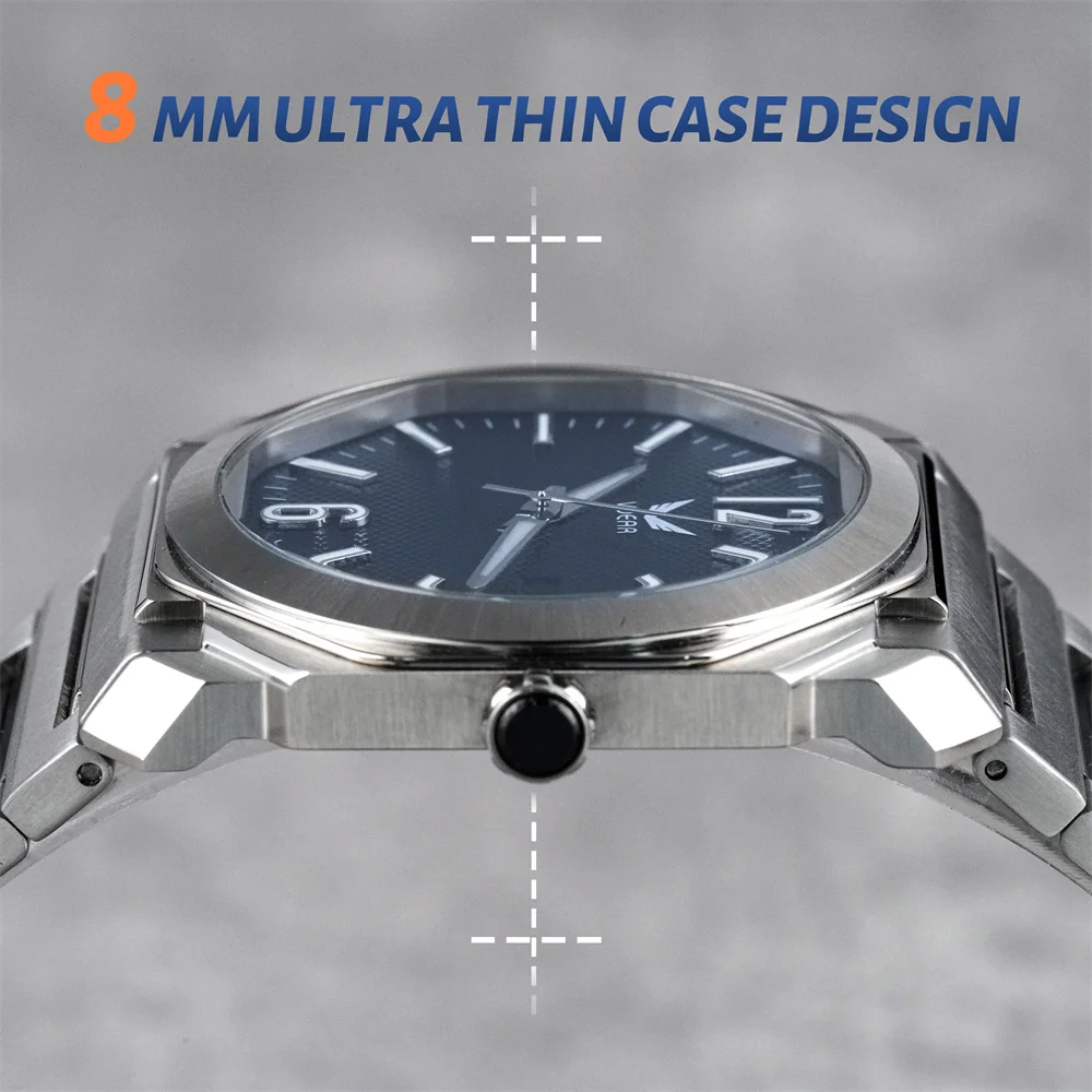 Business 38mm Caes Luminous Luxury Wristwatches Date Calendar Water Resistant Square Watch Steel Quartz Mens Watches