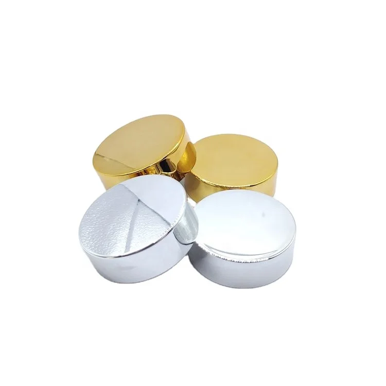 Wholesale 38mm 40mm gold silver cosmetic jars screw cap electroplating plastic lid glass jar gold lid
