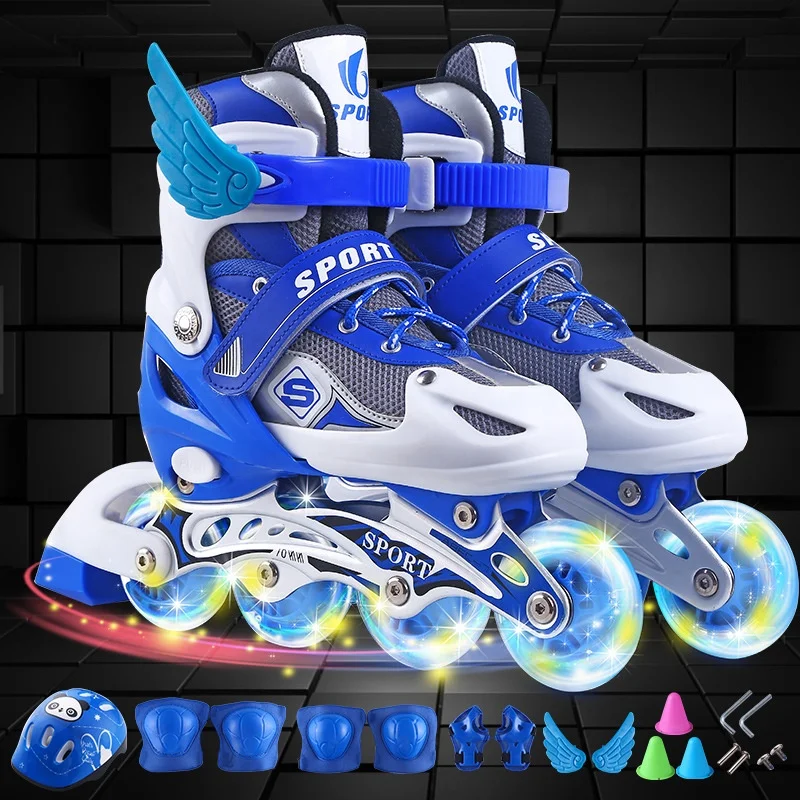 В наличии, готовые к отправке роликовые коньки, обувь для детей, роликовые коньки, обувь с ПВХ/ПУ мигающими колесами