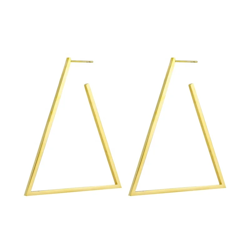 Wholesale Custom Trendy Big Earrings Fashion Jewelry 18K Gold Plated Stainless Steel Simple Large Oval Hoop Earrings For Women