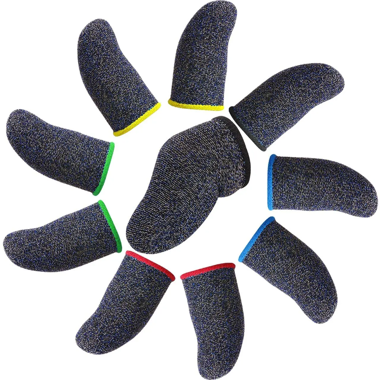 Mobile Full Touch Screen Sensitive Fingertip Gloves Shoot Aim Joysticks Finger Tips Playing Games Silver Fiber Finger Sleeves