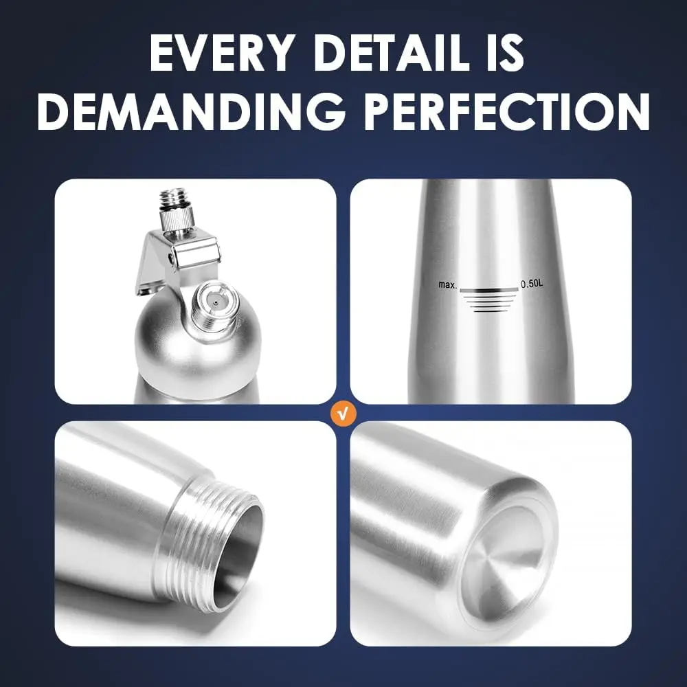 500Ml Commercial Aluminum Whipped Cream Dispenser Professional Whipping Siphon Cream Whipper For Homemade Creams And Sauces
