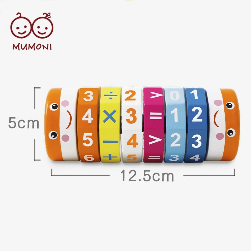 Popular kids number game blocks pulling animals car design arithmetic cylindrical cube preschool wooden digital toys